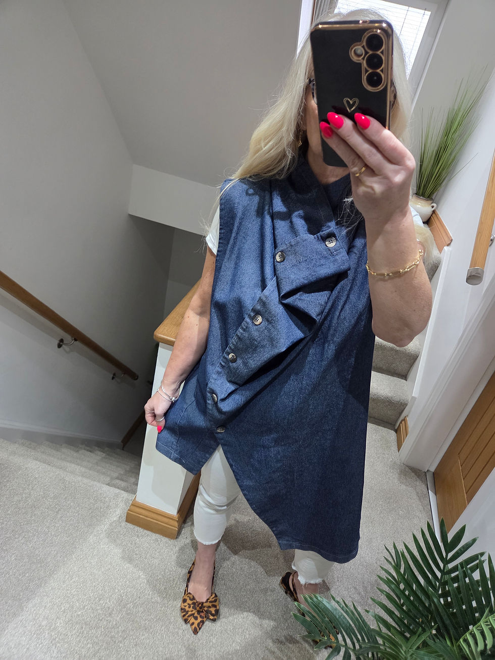 Thumbnail: The Denim Asymetric Waistcoat - 10 to 16/18 - SALE NO RETURN 