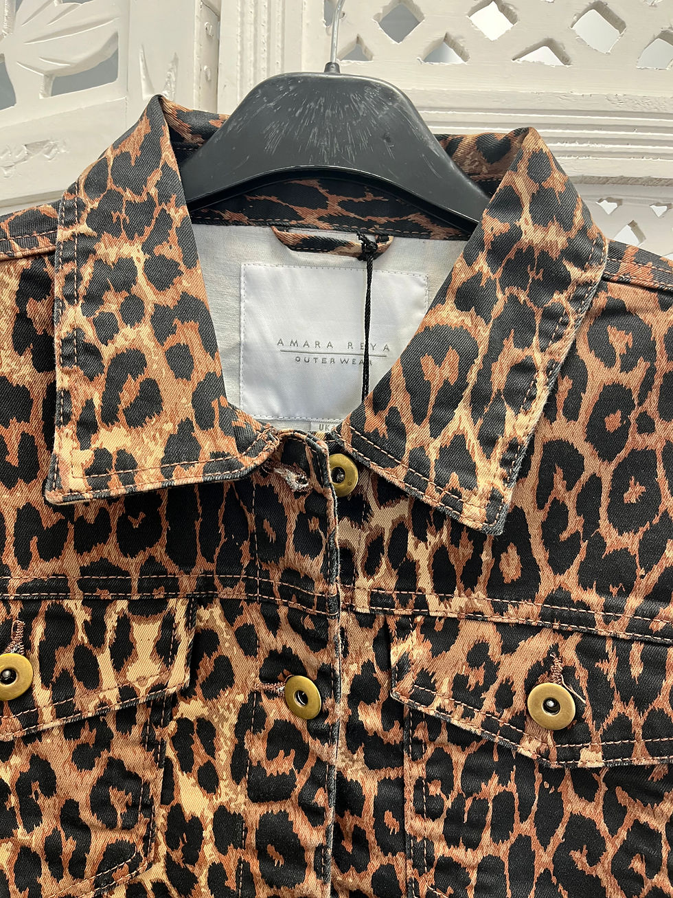 Thumbnail: The Amara Leopard  Denim Jackets - Tan/Black 