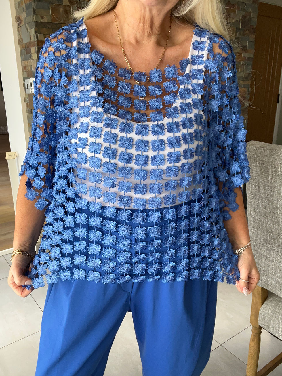 Thumbnail: Vienna Lace Cropped Pop Over Top - Fits 8 to 16