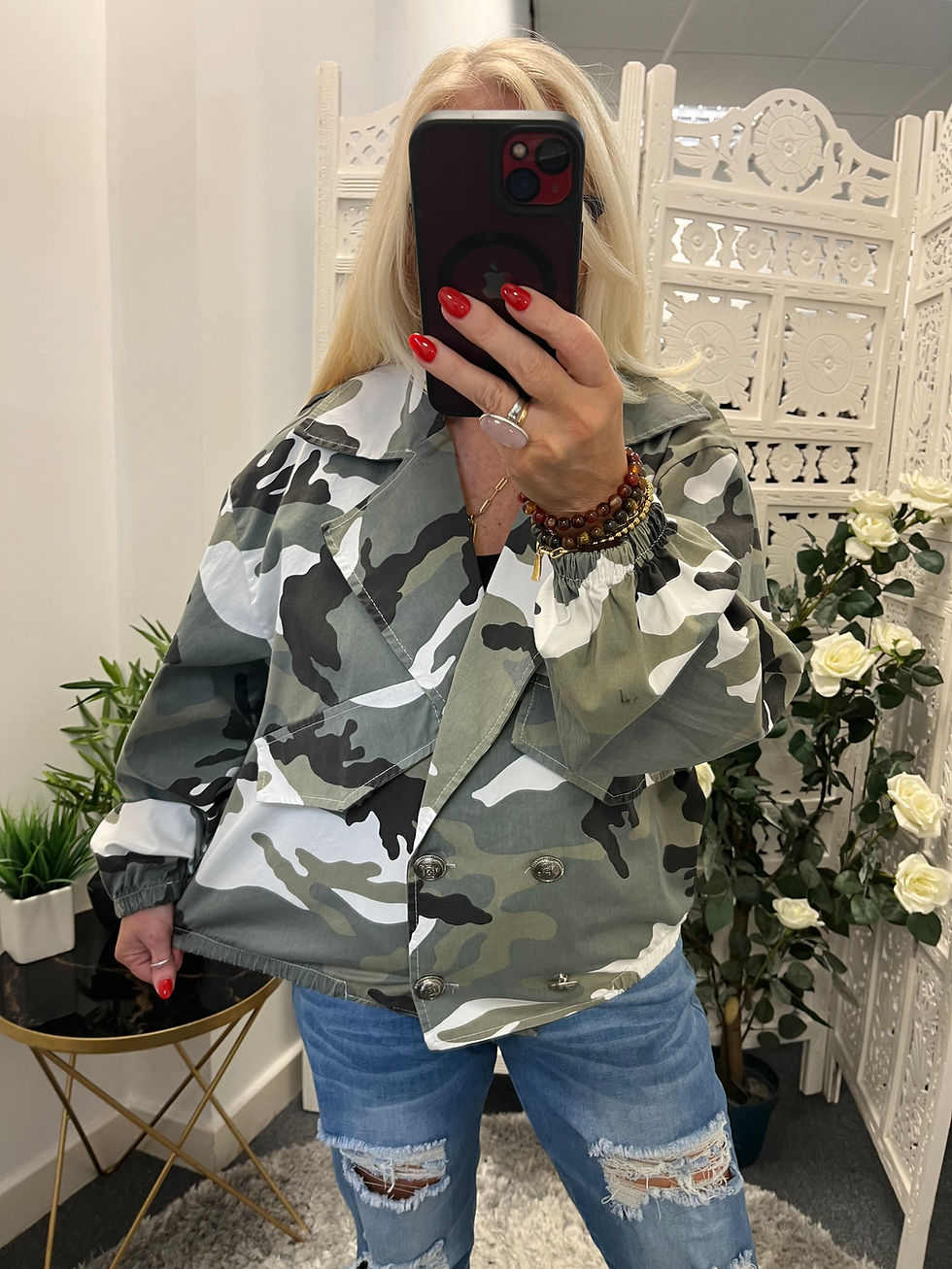 Thumbnail: The Camden Camo Jackets -Khaki/White - Fits Size 14 to 18