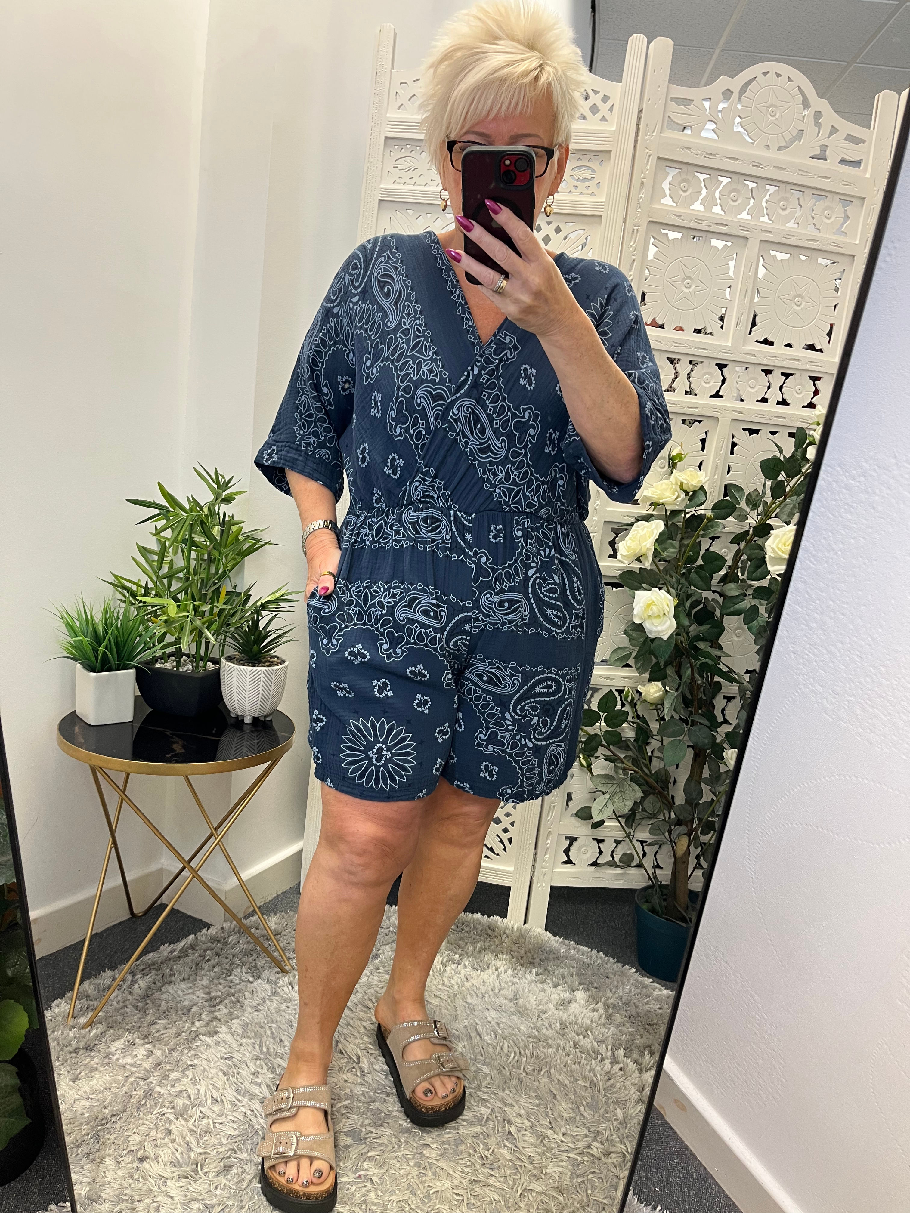 The Paige Paisley Playsuit - Navy - 14 to 18