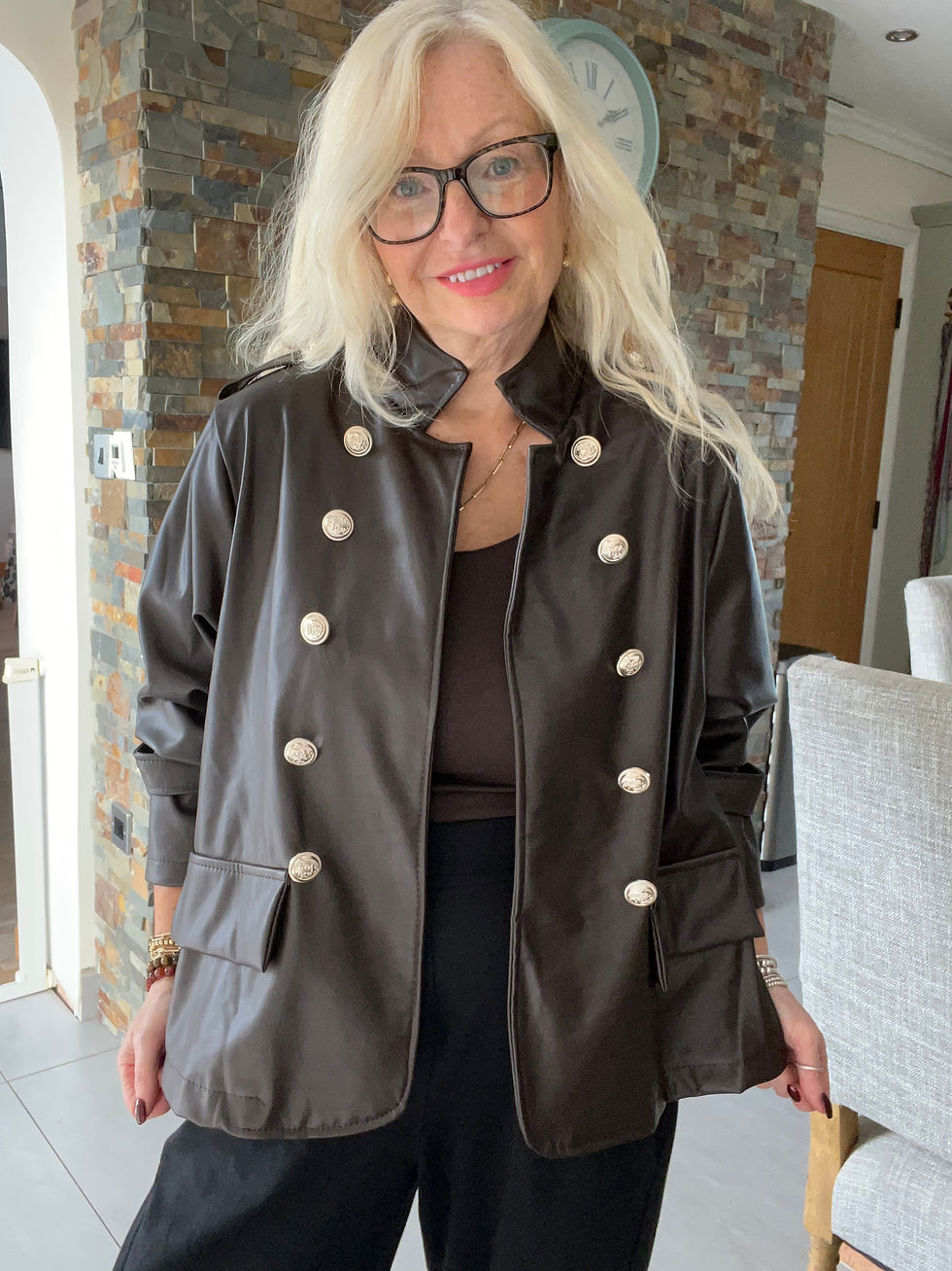 Thumbnail: The PU Military Anchor Button Jackets - Chocolate - 10 to 16/18