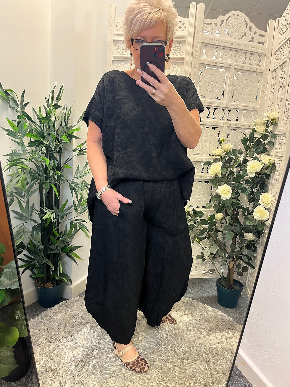 Thumbnail: The Florence Barrel Leg Trousers - Black - 10 to 18