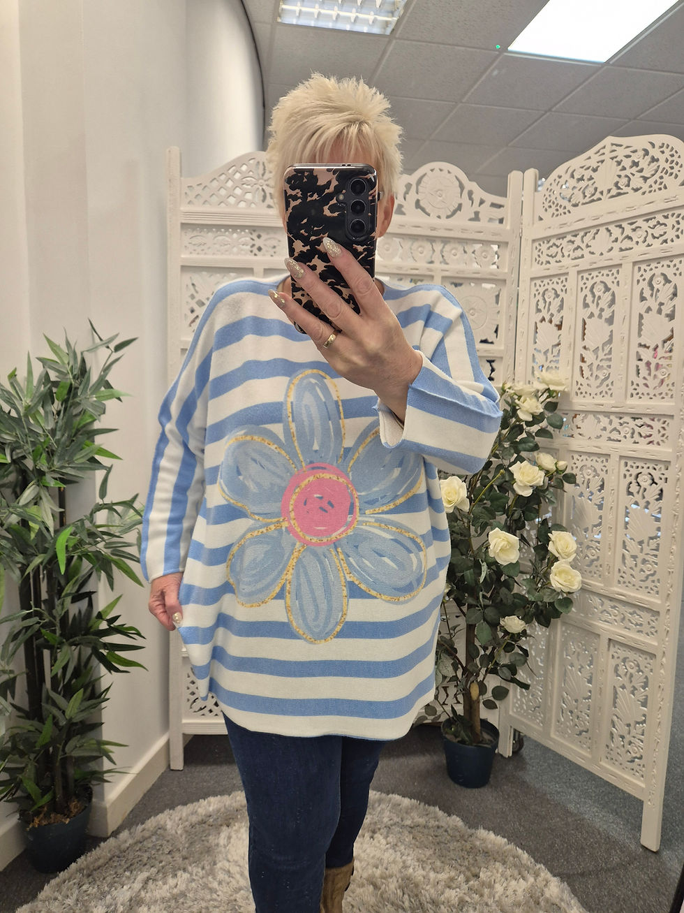 Thumbnail: The Pauletta Daisy/Stripe Jumpers - Best Fits 14 to 20