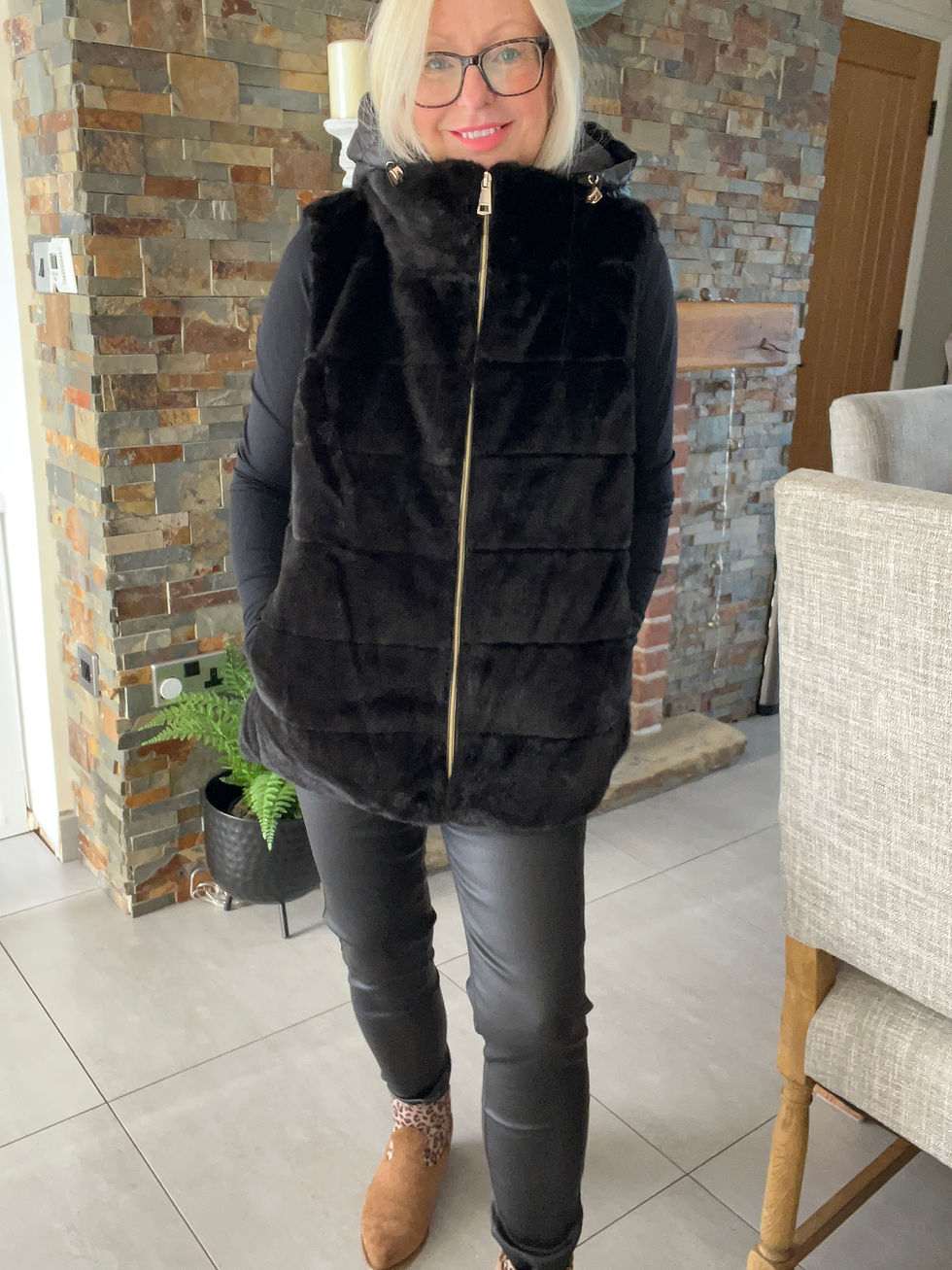 Thumbnail: The Fly Faux Fur Gilets  - Black - Size L - 10 to 16