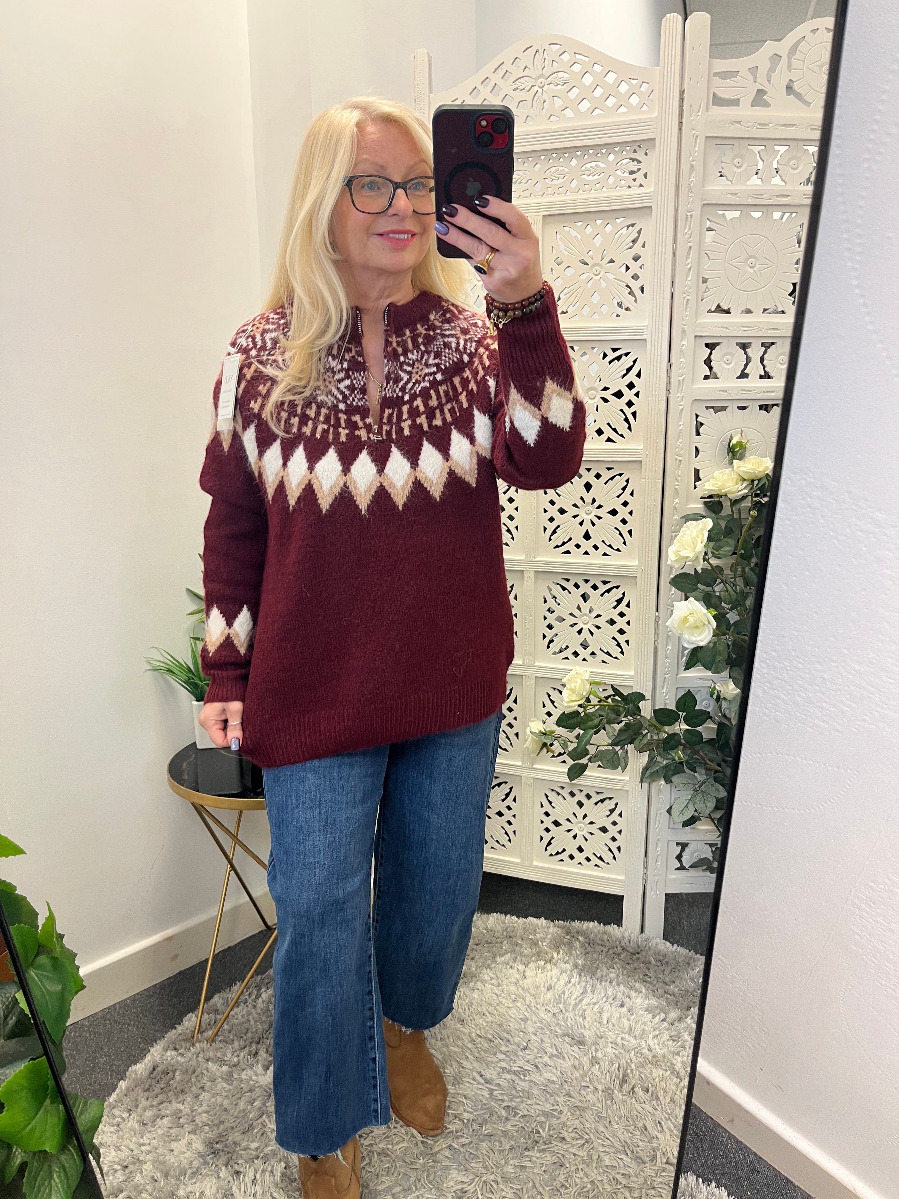 The Zip Front Fair Isle Jumper - Fits Size 10 to 16