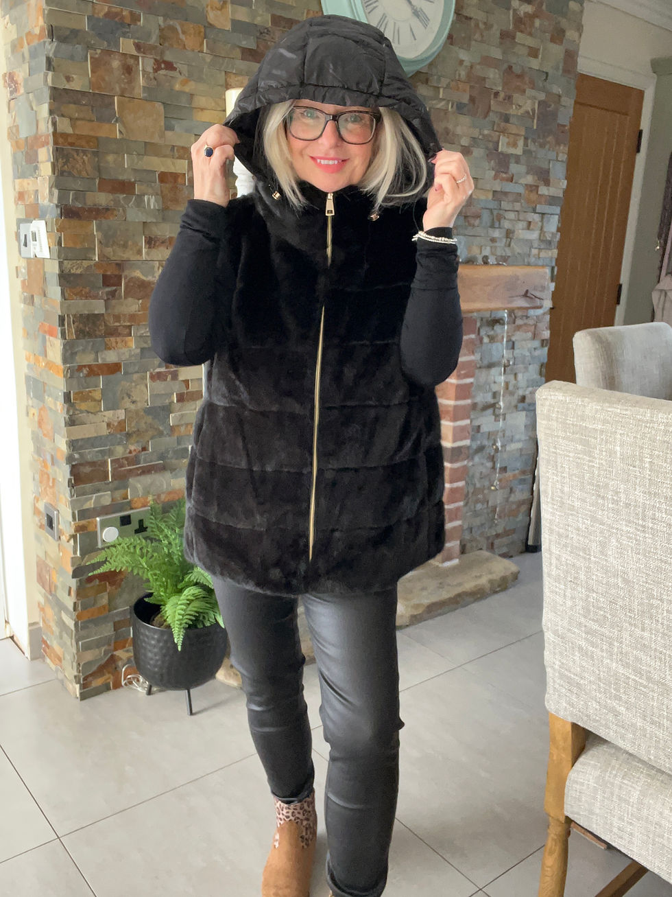 Thumbnail: The Fly Faux Fur Gilets  - Black  - Size XXL - 14 to 18