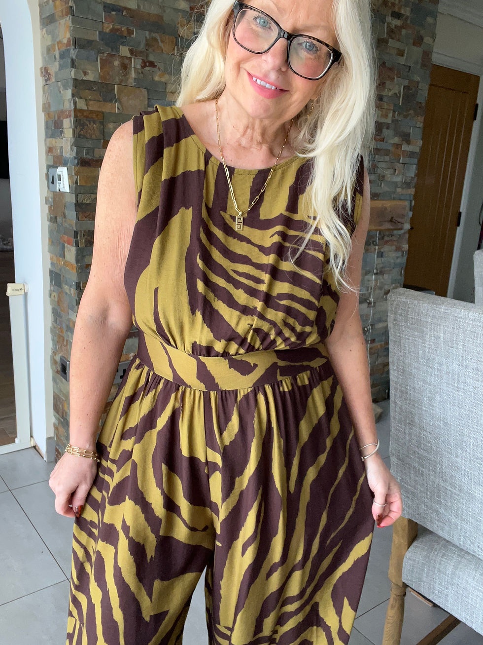 Thumbnail: The Zebra Chocolate Lime Jumpsuit  - 8 to 14 -