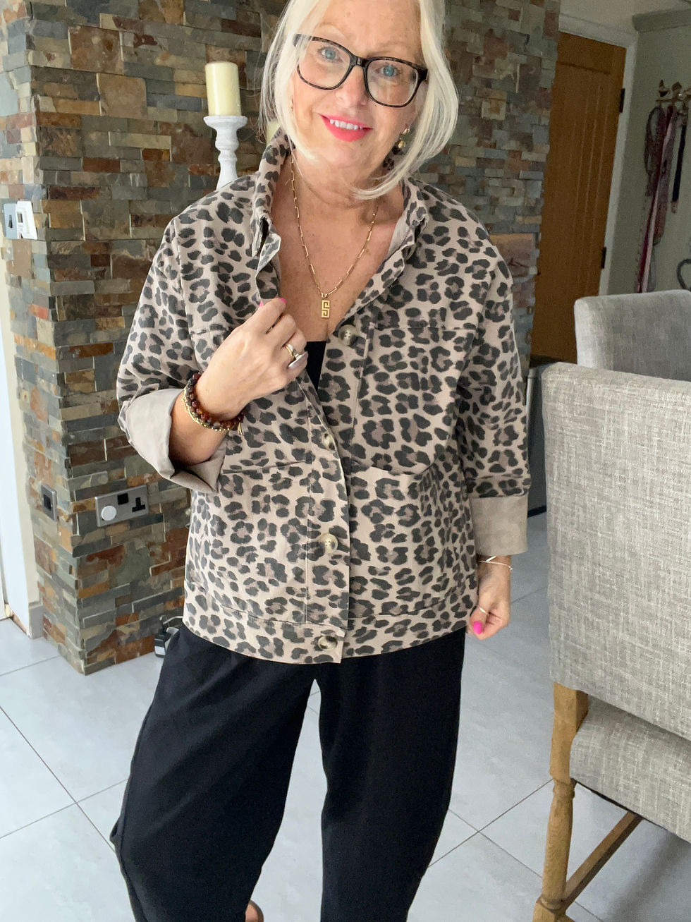 Thumbnail: The Leopard Boxey Fit Jackets - Mocha  - 10 to 16
