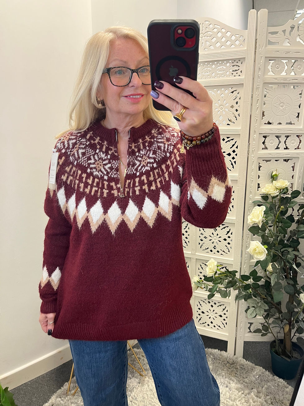 Thumbnail: The Zip Front Fair Isle Jumper - Fits Size 10 to 16