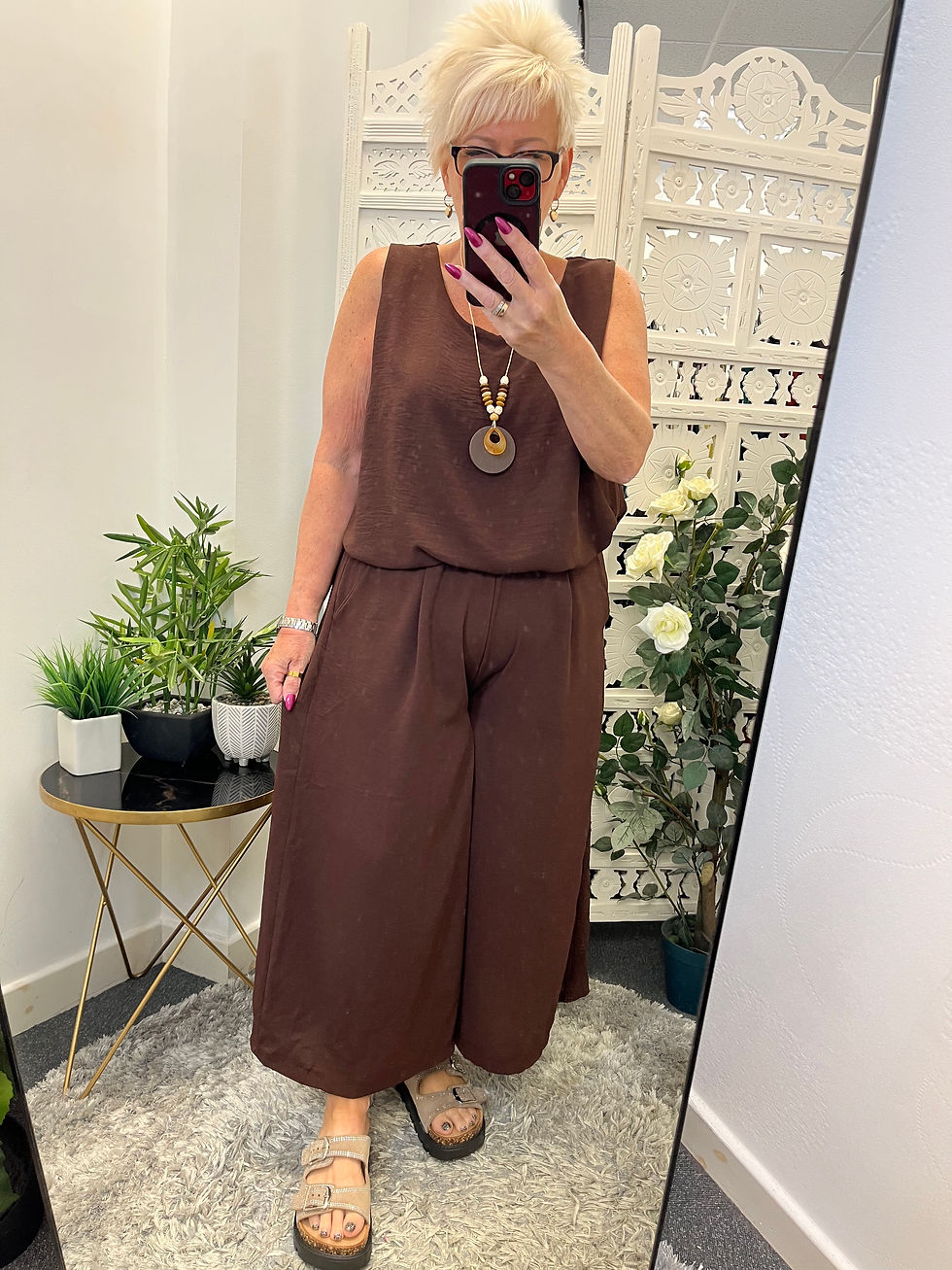 Thumbnail: The Madison Culotte Co-Ord Set - Chocolate - 14 to 18 