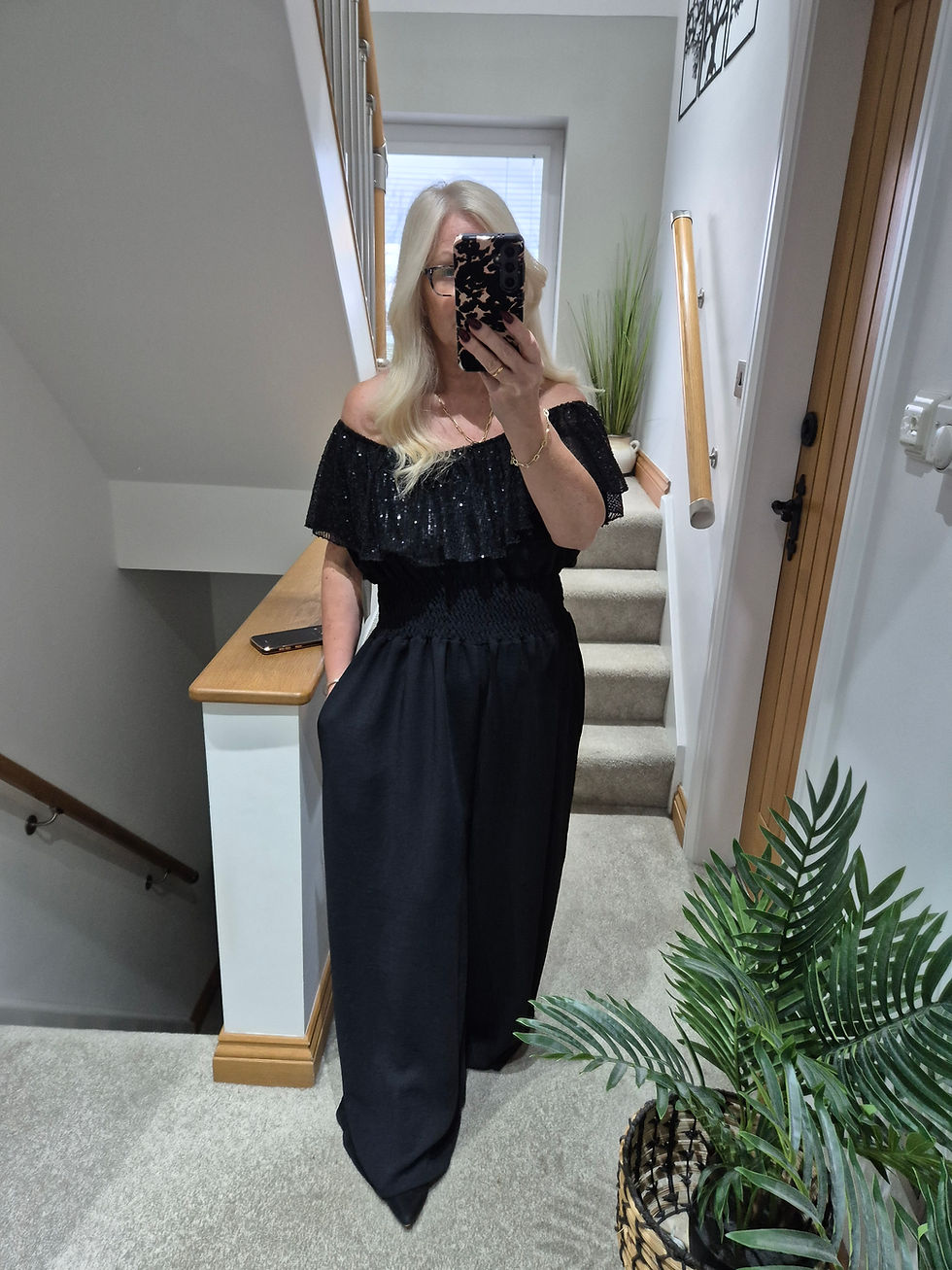 The Petra Sequin Bardot Jumpsuit - Best Fits 12 to 18