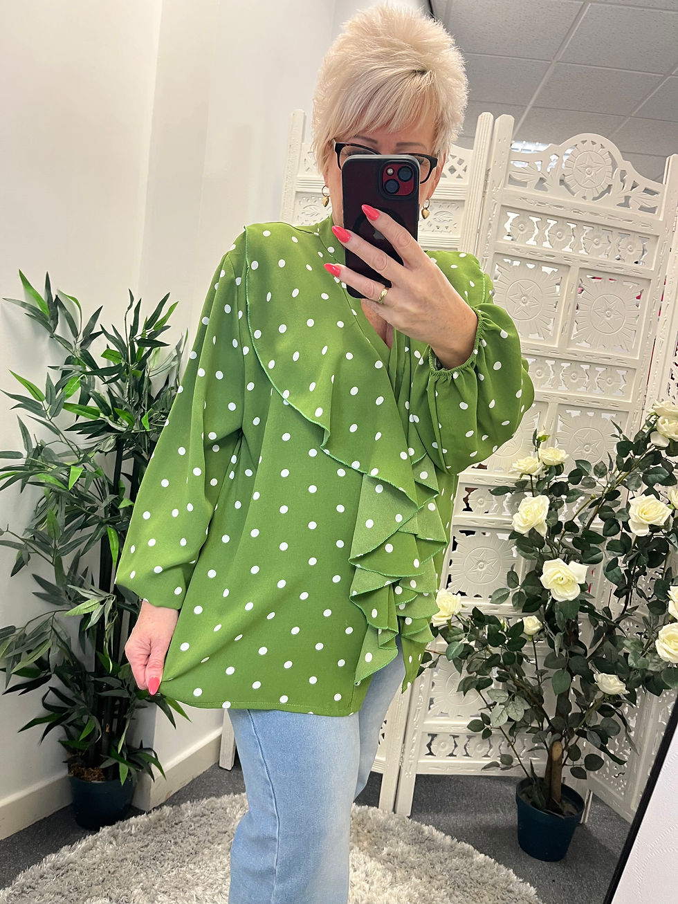 Thumbnail: The Rosy Ruffle Polka Dot Shirts - 14 to 18