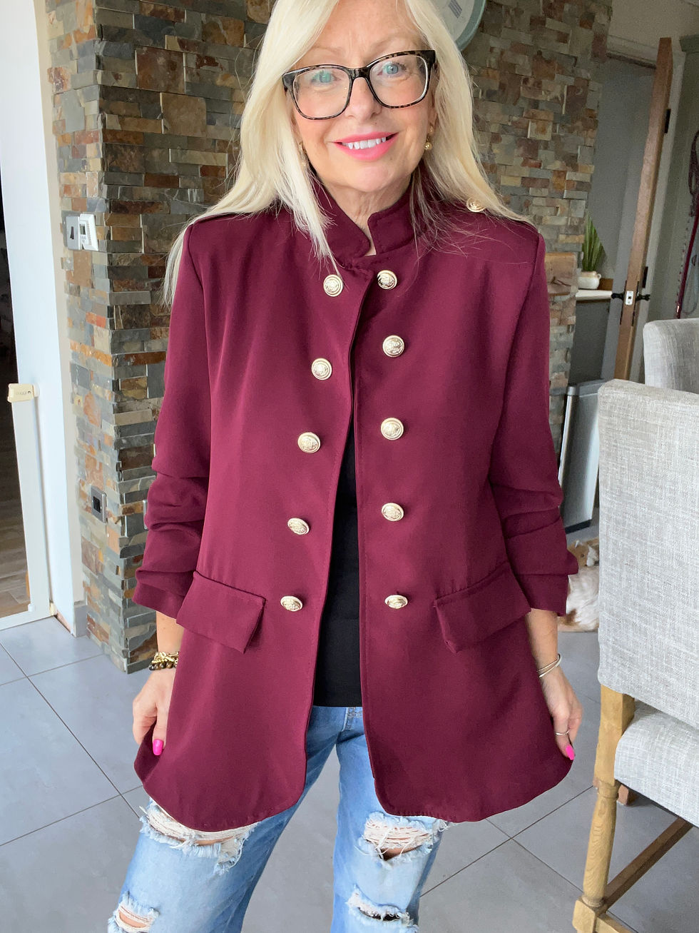 Thumbnail: The Ruched Military Jacket - Fits Size 8 to 14