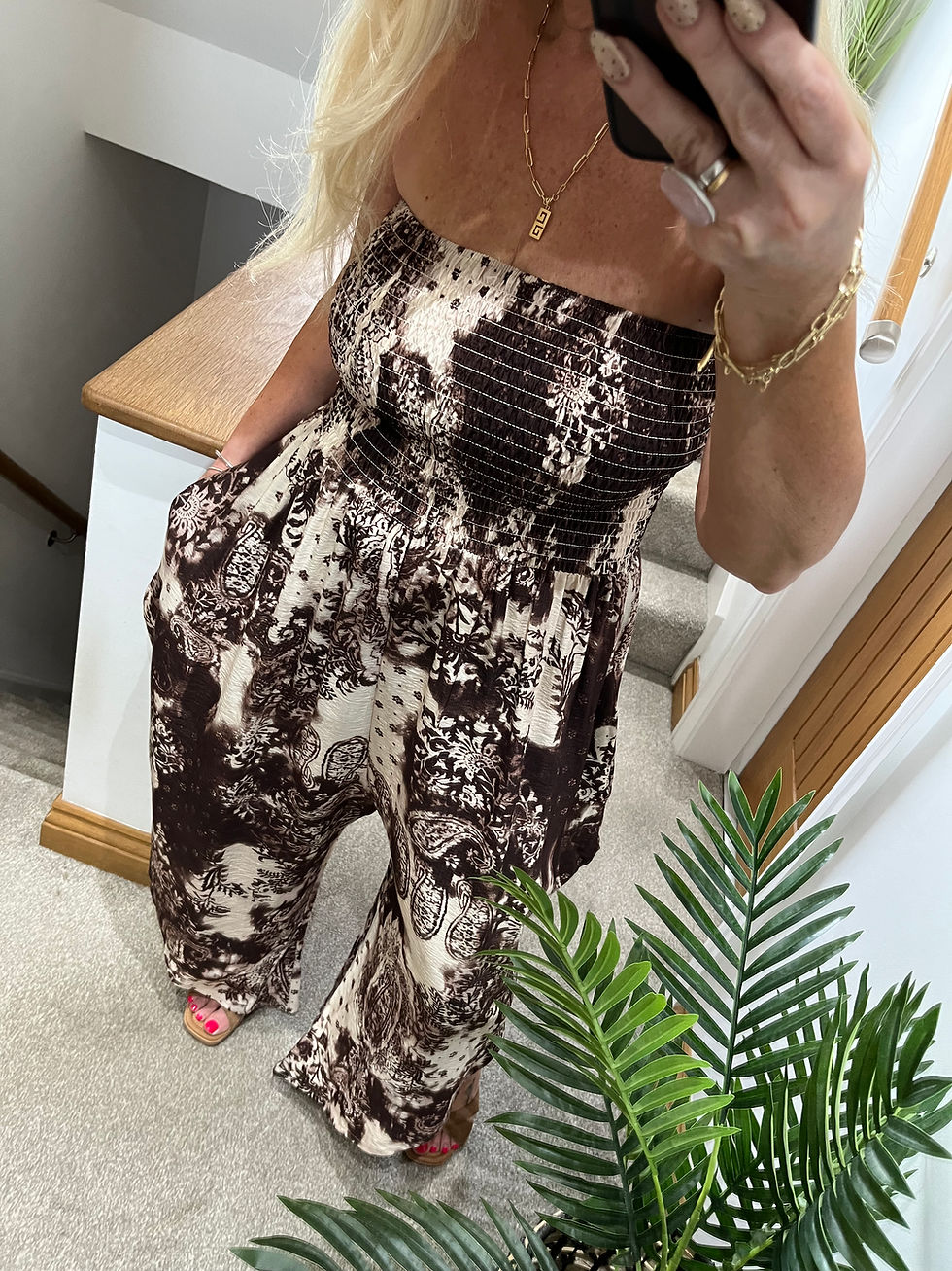 Thumbnail: The Marble/Paisley Jumpsuit  - 12 to 20 - Chocolate 