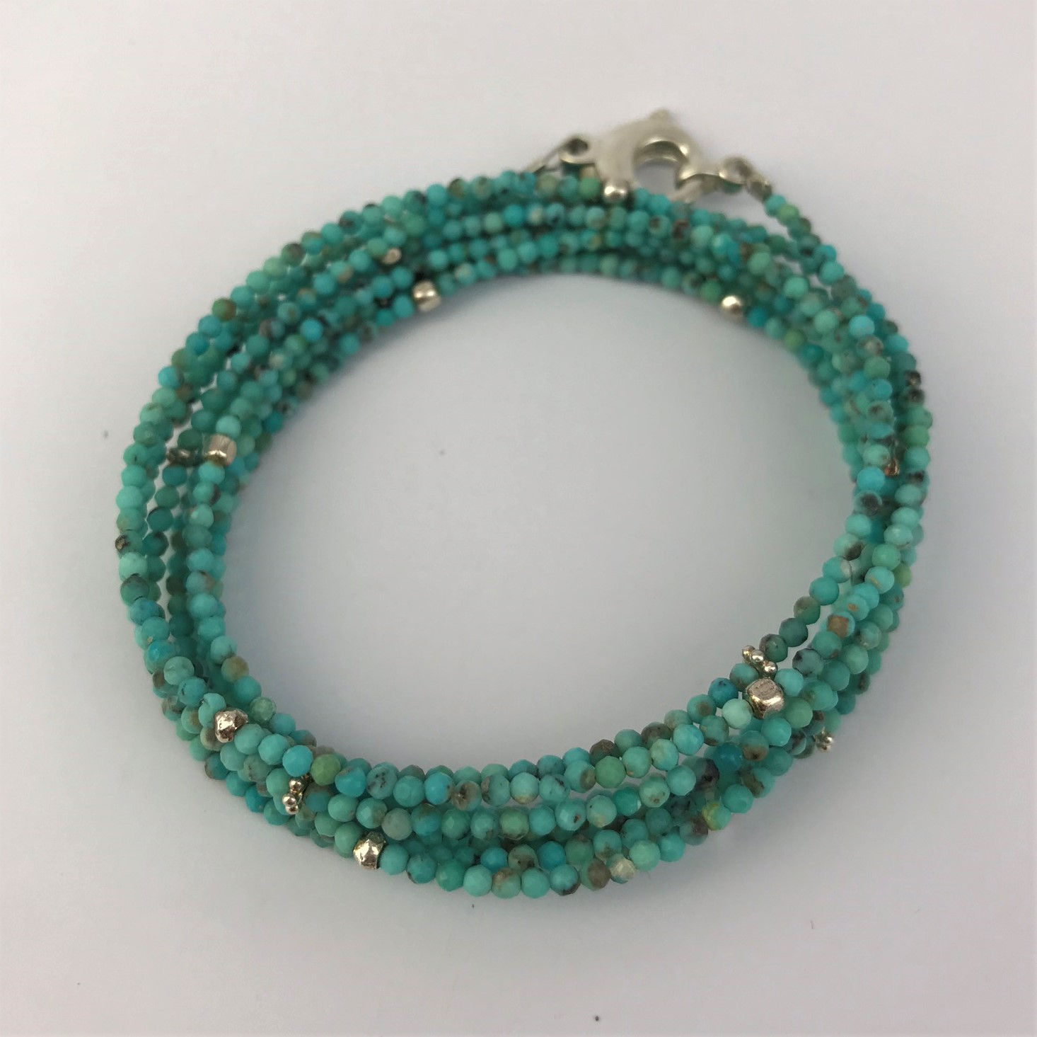 Lange Kette aus Türkis mit Silber 925