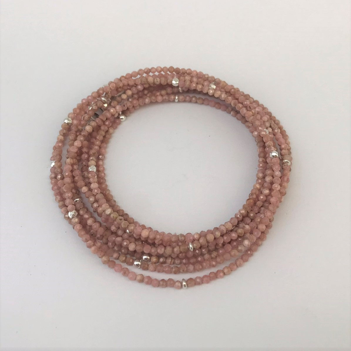 Lange Kette aus Rhodochrosit mit Silber 925