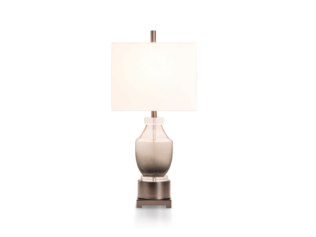 Grey Crystal Glass, Metal Table Lamp