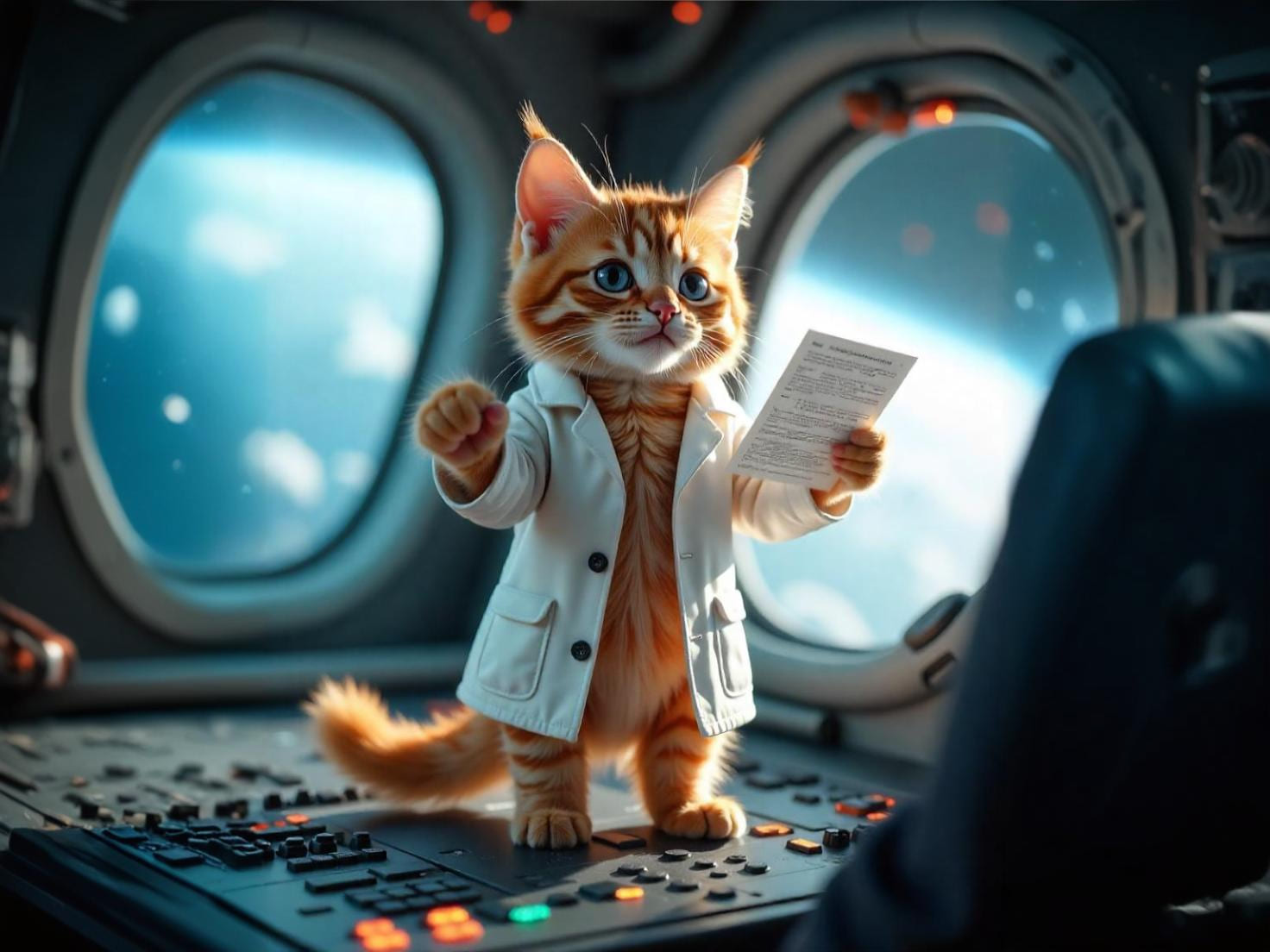 Gato na arte oficial de trabalhos científicos do Cat in Rio
