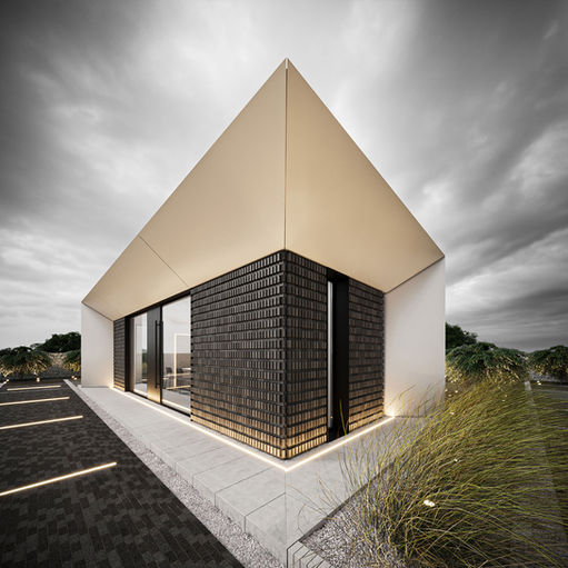 Розробка дизайну офісу з продажу бруківки для фабрики Monolit Bruk. Дизайн екстер'єру та інтер'єру.