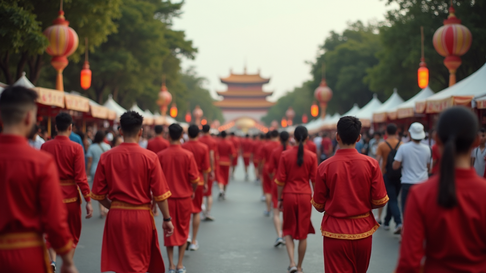 High angle view of a local cultural festival