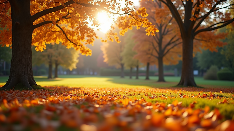 Close-up view of a vibrant park during autumn