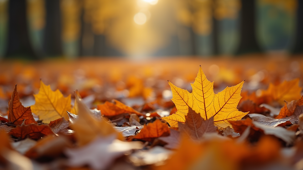 Close-up view of colorful autumn leaves on the ground