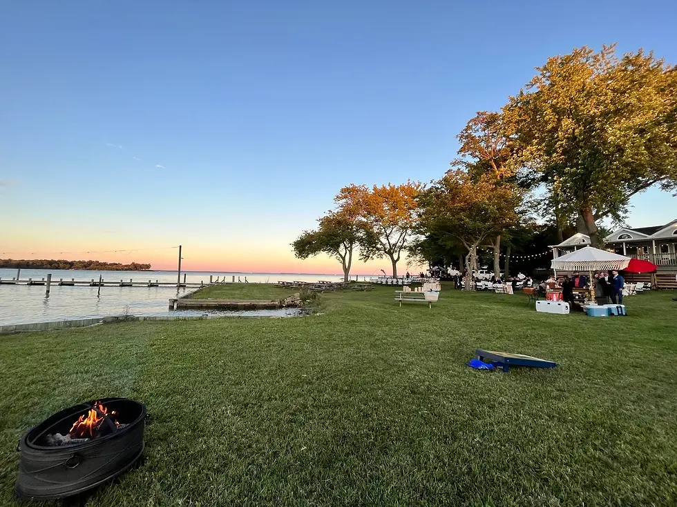 Waterfront wedding reception in Essex, Maryland