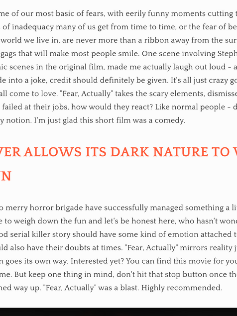 Fear Actually a short comedy film satire by director Sassy Mohen about Pennywise the Clown