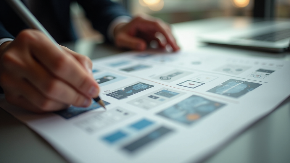 Eye-level view of a person reviewing design options for branding