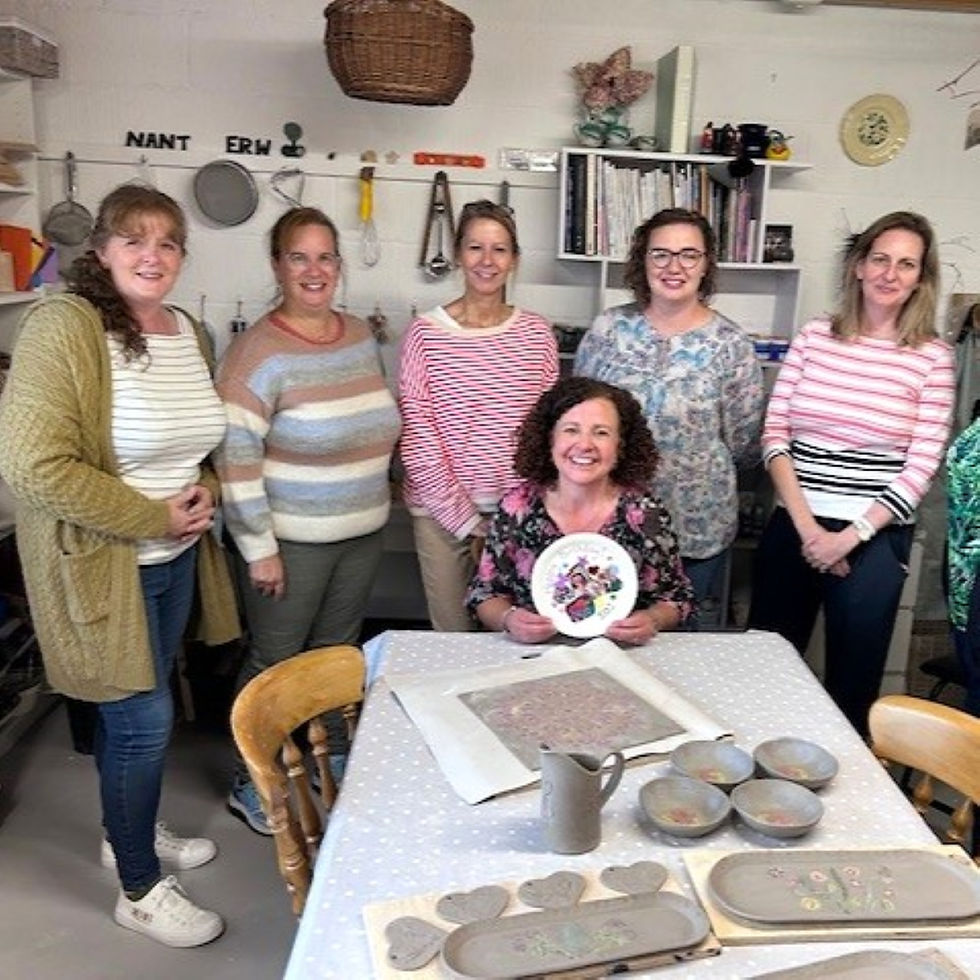 Displaying creations from Nantyderw pottery workshop
