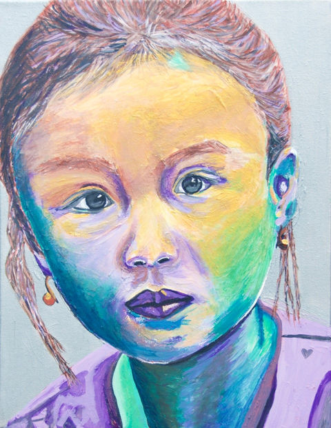 Bangladeshi child, asymmetrical earings