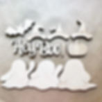 Unpainted Hey Boo! Ghost Add-On Full Kit with witch hats – includes stand-up ghosts and Halloween cutouts for painting