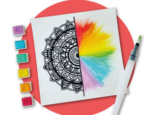 Tutorial cómo hacer un Mandala mitad Rotulador y mitad Acuarela paso a paso
