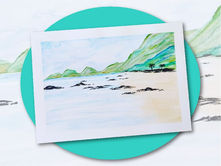 Pinta conmigo 002 | Pintando paisaje de una playa con acuarelas