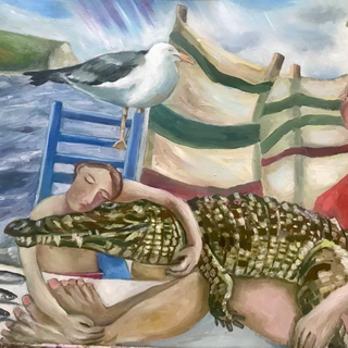My Crocodile Dreams in Colours oil on canvas painting