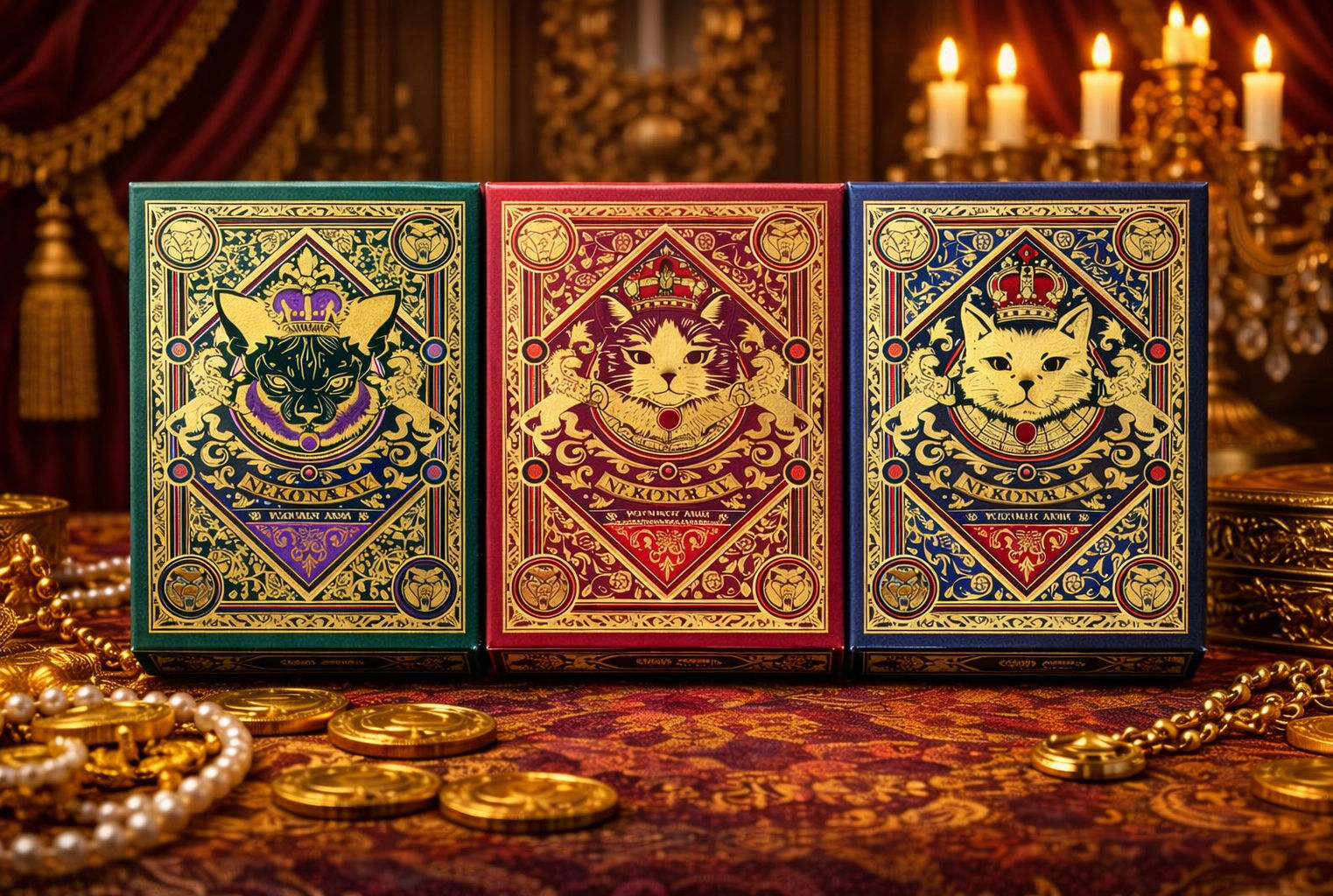 Neko Royal (3-Deck Set) Playing Cards by Neversleep