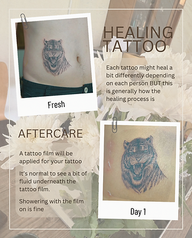 Healing tattoo and tattoo aftercare guidelines by Baan Khagee Tattoo Chiang Mai, Thailand
