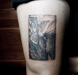 Best Realistic Thai elephant tattoo by Baan Khagee Tattoo studio Chiang Mai, Thailand