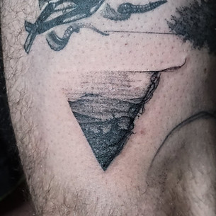 Best minimal geometric mountains scene tattoo at Baan Khagee Tattoo Chiang Mai, Thailand
