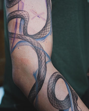 Best Thai Naga scales tattoo's details by Baan Khagee Tattoo Chiang Mai, Thailand