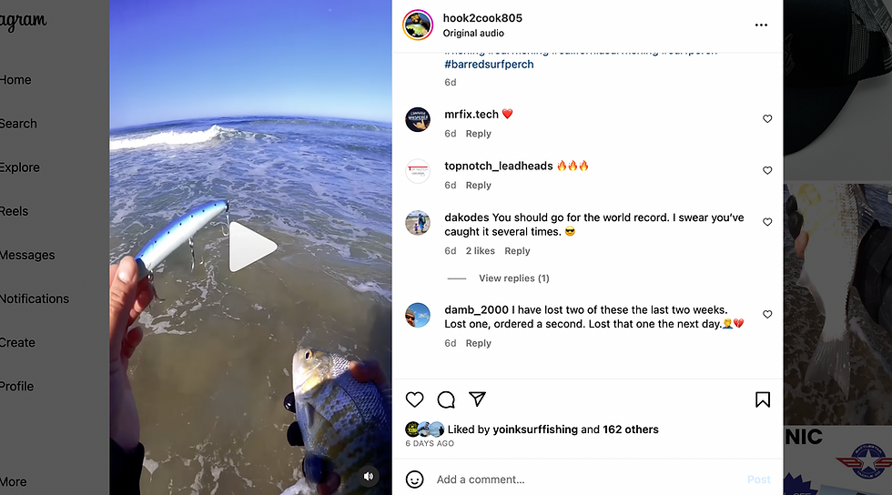 Hook2Cook featured the Battlestar Tackle Glow White Sardine on a recent Instagram Reel..