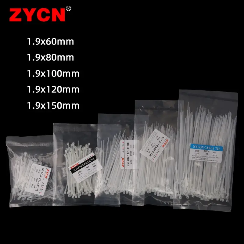 Thumbnail: 500pcs Self-Locking Nylon Cable Ties Set