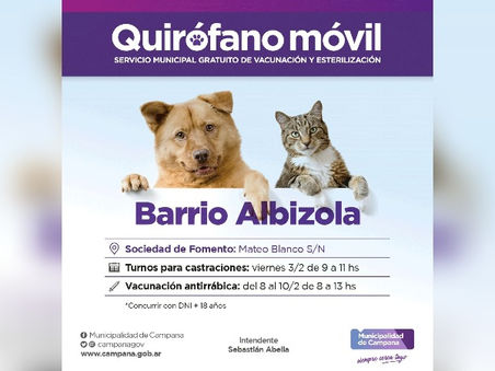 El quirófano móvil realizará castraciones en Albizola