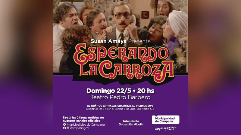 Este domingo se presentará “Esperando la carroza” en el teatro Pedro Barbero