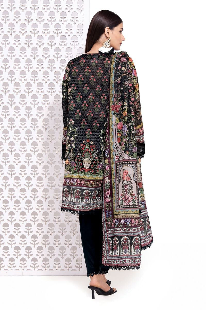 Thumbnail: Messuri Black Printed Fabric 3 Piece by Khaadi