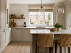 A contemporary, cottage style kitchen, the client wanted to maximise the space with as much storage and a small island.