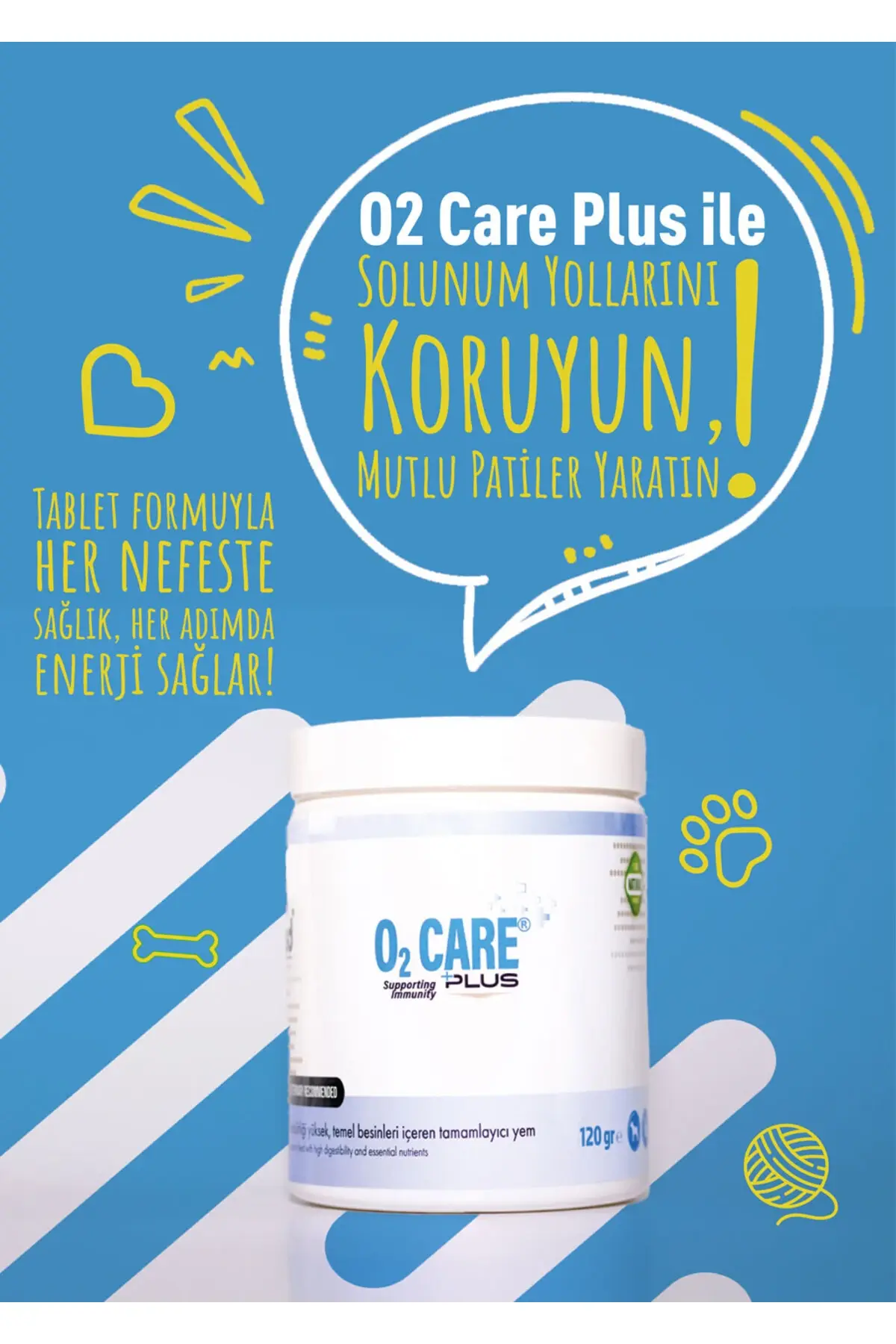 O2 CARE 120g Chew Tablet Köpekler için Solunum Sağlığı Desteği