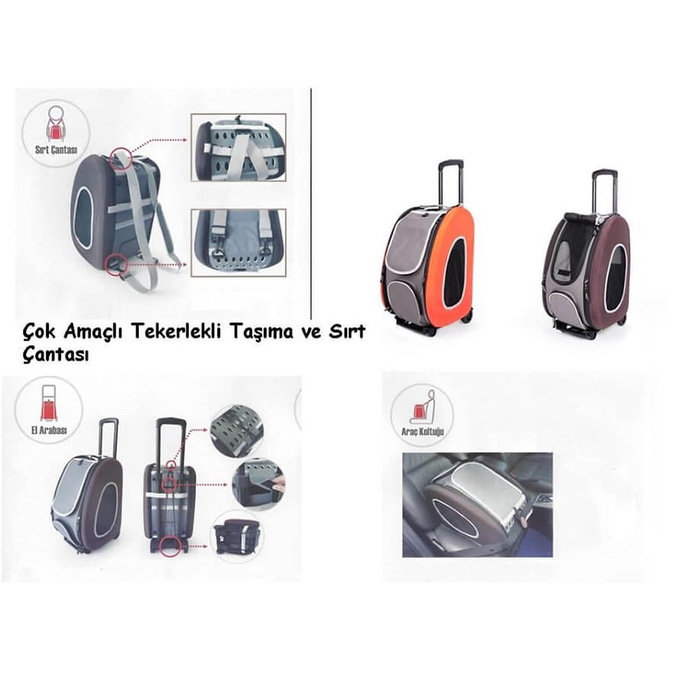 Küçük resim: İbiyaya Hot Pink Tekerlekli Kedi ve Köpek Taşıma Çantası