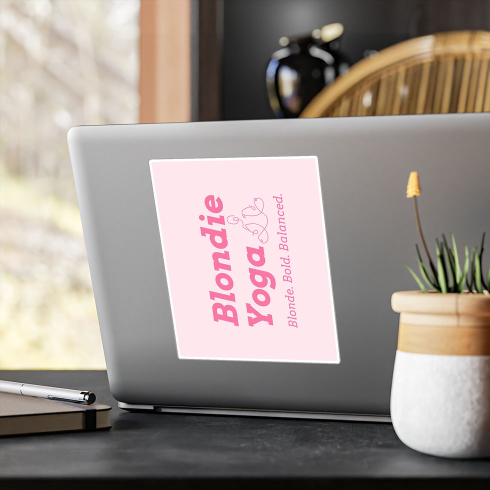 Thumbnail: Blondie Yoga Kiss-Cut Vinyl Sticker — Pink Logo Decal (Blonde. Bold. Balanced.)